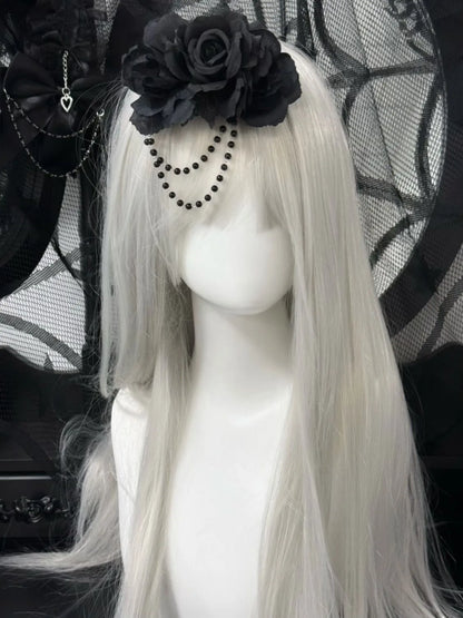 Black Rose Handmade Goth Hairpin