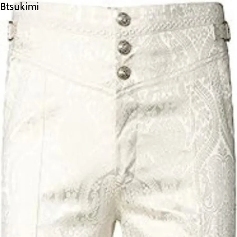 Gothic Pants Vintage Vampire  Steampunk Jacquard Leisure Slim