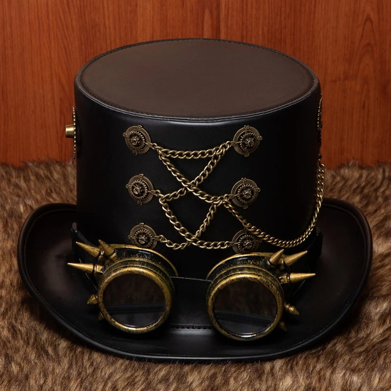Victorian Steampunk Top Hat with Goggles Vintage