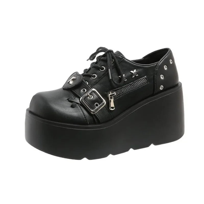 Gothic Mary Jane Strap Up Platforms