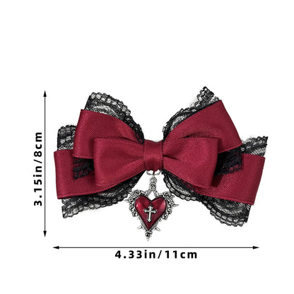 Gothic Lolita Style Hair Clip Black Ribbon Bow