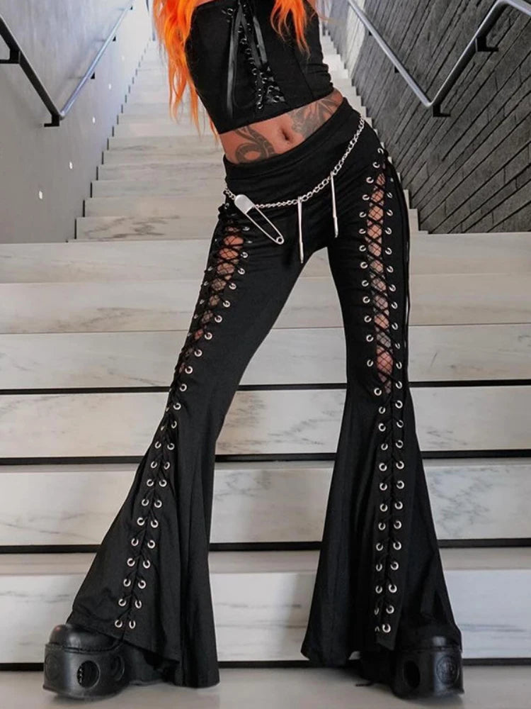 Gothic Bandage Cut Out Pants Dark Academia