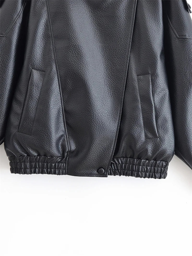 Fall Pebble Faux Leather Jacket
