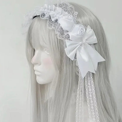 Double Satin Bow with Tassel Bonnet Girl Hair Accessories