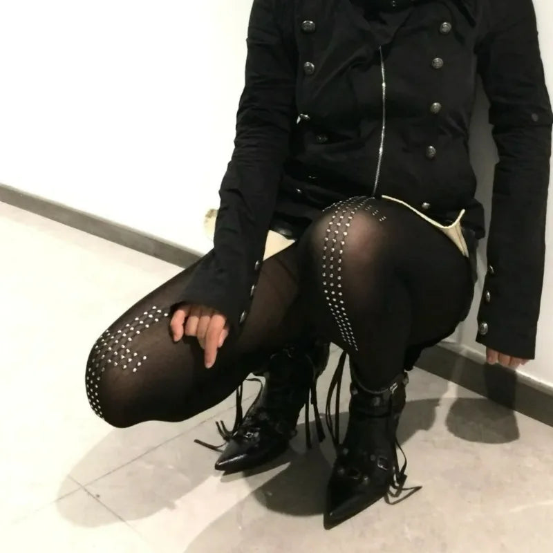 Rhinestone Cross Tights Pants Pantyhose