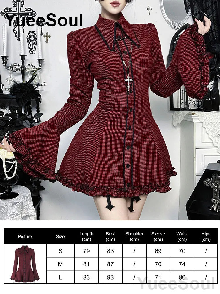 Gothic Long Sleeve Lace Slim Black Dresses