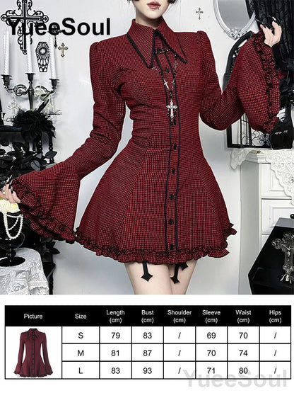 Gothic Long Sleeve Lace Slim Black Dresses