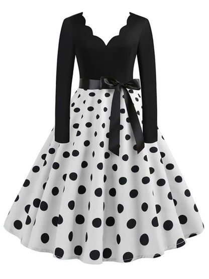 Vintage V Polka Dot Pin Up Dress