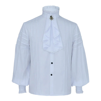 Men's Ruffle Shirts Gothic Vintage Court Style Turtleneck Long Sleeve Vampire Victorian