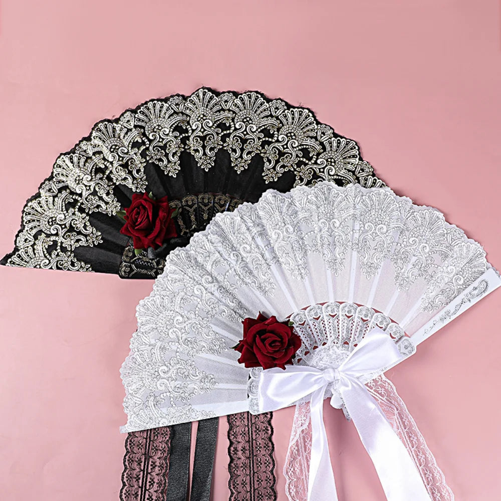 Gothic Victorian Lace Bamboo Fans