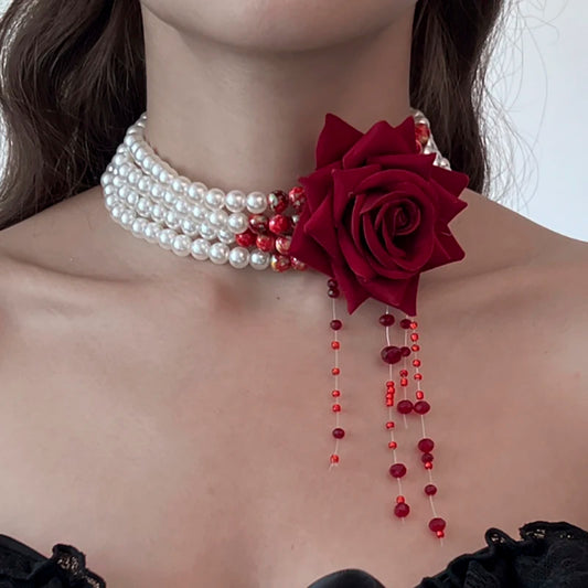 Dripping Blood Imitation Pearls Necklace Choker