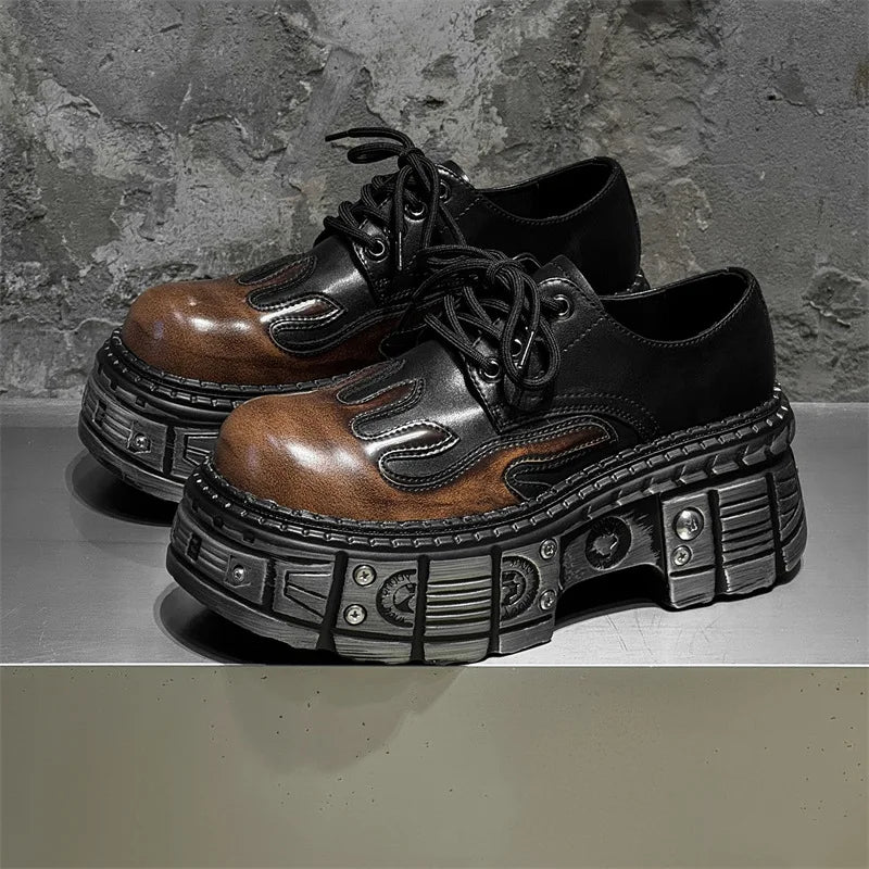 Woman Ankle Boots Lace-up Platform Metal Decor