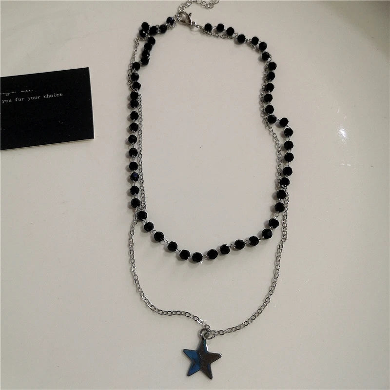 Black Star Cross Red Heart Pendant Ghost Claw Choker Chain Necklace Vintage