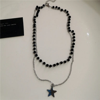 Black Star Cross Red Heart Pendant Ghost Claw Choker Chain Necklace Vintage