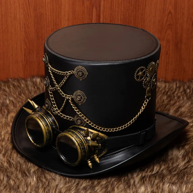 Victorian Steampunk Top Hat with Goggles Vintage