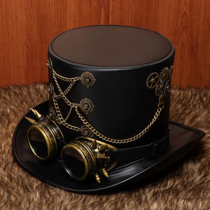 Victorian Steampunk Top Hat with Goggles Vintage