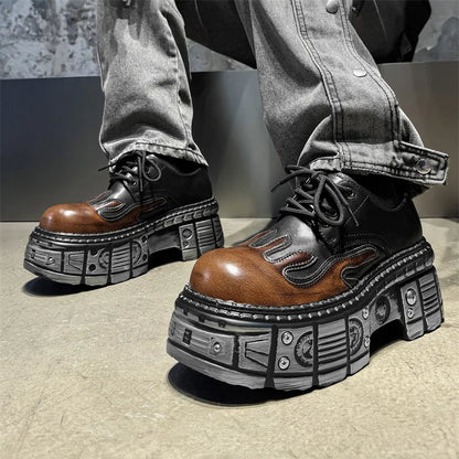 Woman Ankle Boots Lace-up Platform Metal Decor
