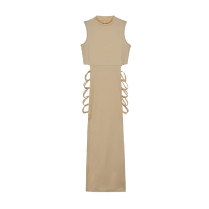 Criss Cross Fox Lady Sleeveless Dress,