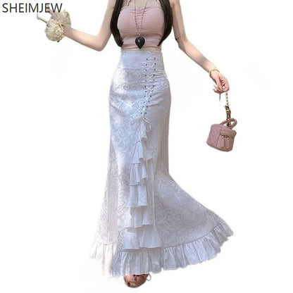 Victorian Court Mermaid Long Ruffled Slim Fishtail Skirt
