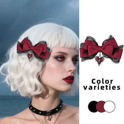 Gothic Lolita Style Hair Clip Black Ribbon Bow