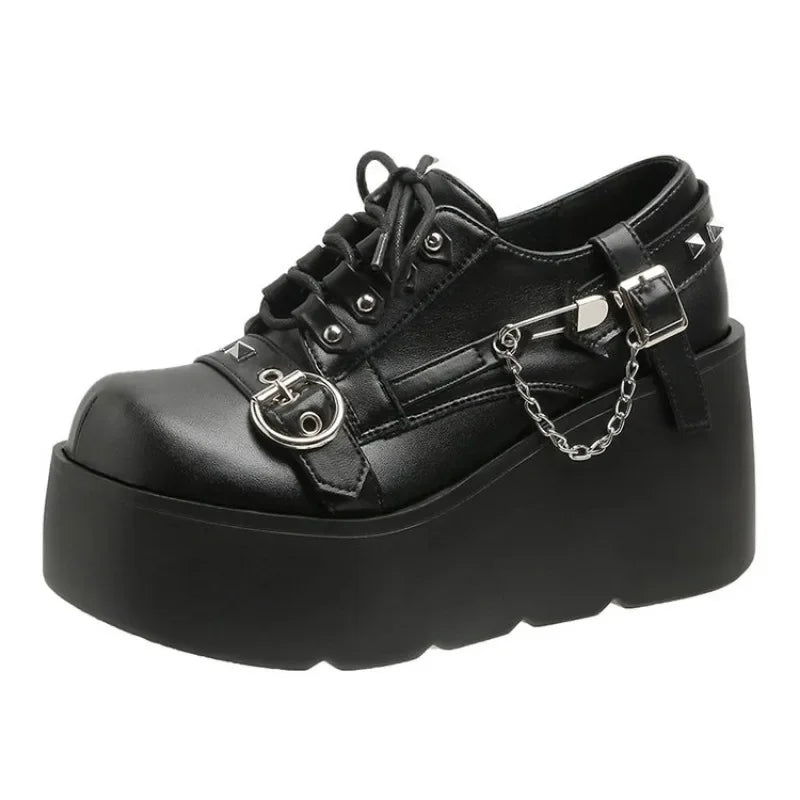 Gothic Mary Jane Strap Up Platforms