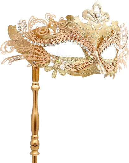 Masquerade Mask with Stick Venetian Mask Mardi Gras