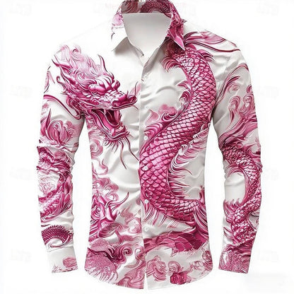 Dragon Men's Long Sleeve Casual Shirt 3D Printed