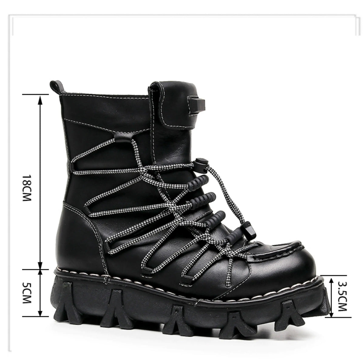 Genuine Leather Motorcycle Boots Platform Elastic