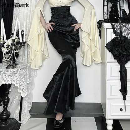 Asymmetrical Maxi Gothic High Rise Mermaid Skirts