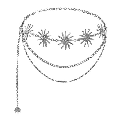 Fashion Golden Tassel Waist Chain Belt Female Bohemian Metal Punk Goth Moon Designer Belts for Women High Quality Dress Chains