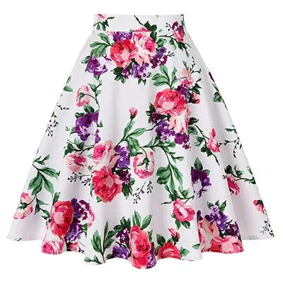 Small Red Polka Dot Midi Summer Pin Up High Waist Retro Vintage Rockabilly 50s Women Skirt