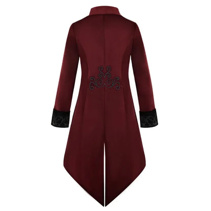 Gothic Steampunk Vintage Medieval Vampire Black Red Coat Court Style Nobles Tailcoat