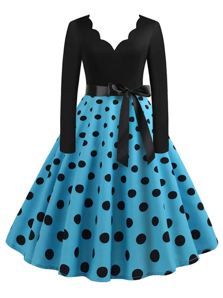 Vintage V Polka Dot Pin Up Dress