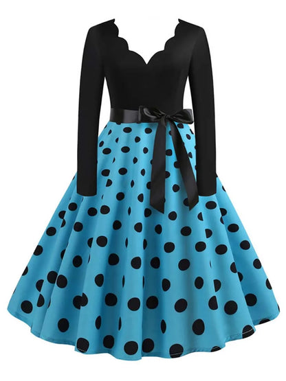 Vintage V Polka Dot Pin Up Dress