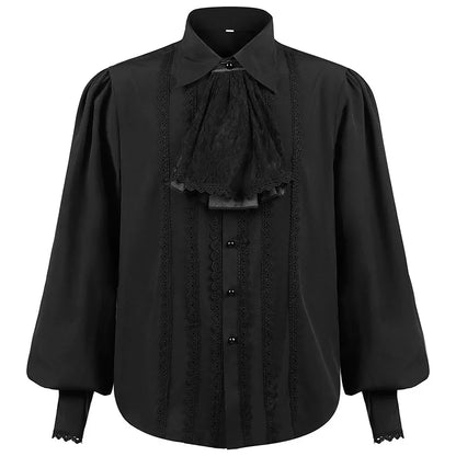 Men Dress Shirts Long Sleeve Vampire Renaissance Steampunk Gothic Ruffled Vintage Medieval
