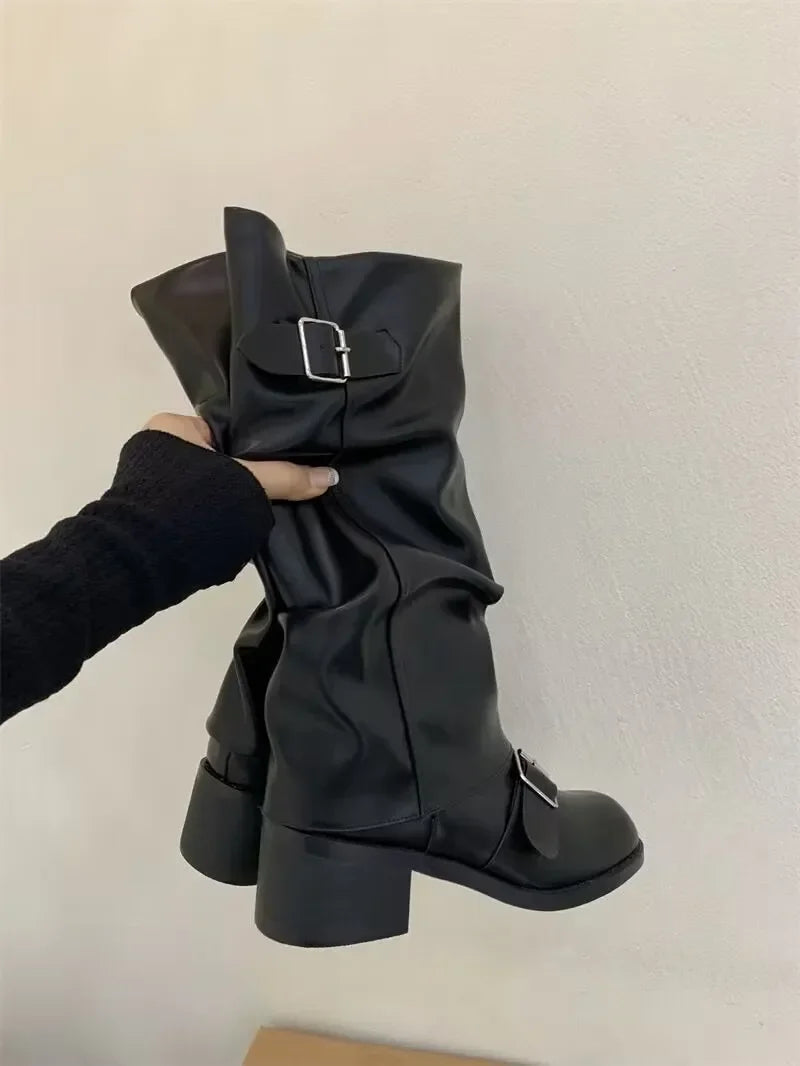 Knee High Fall Leather Boots