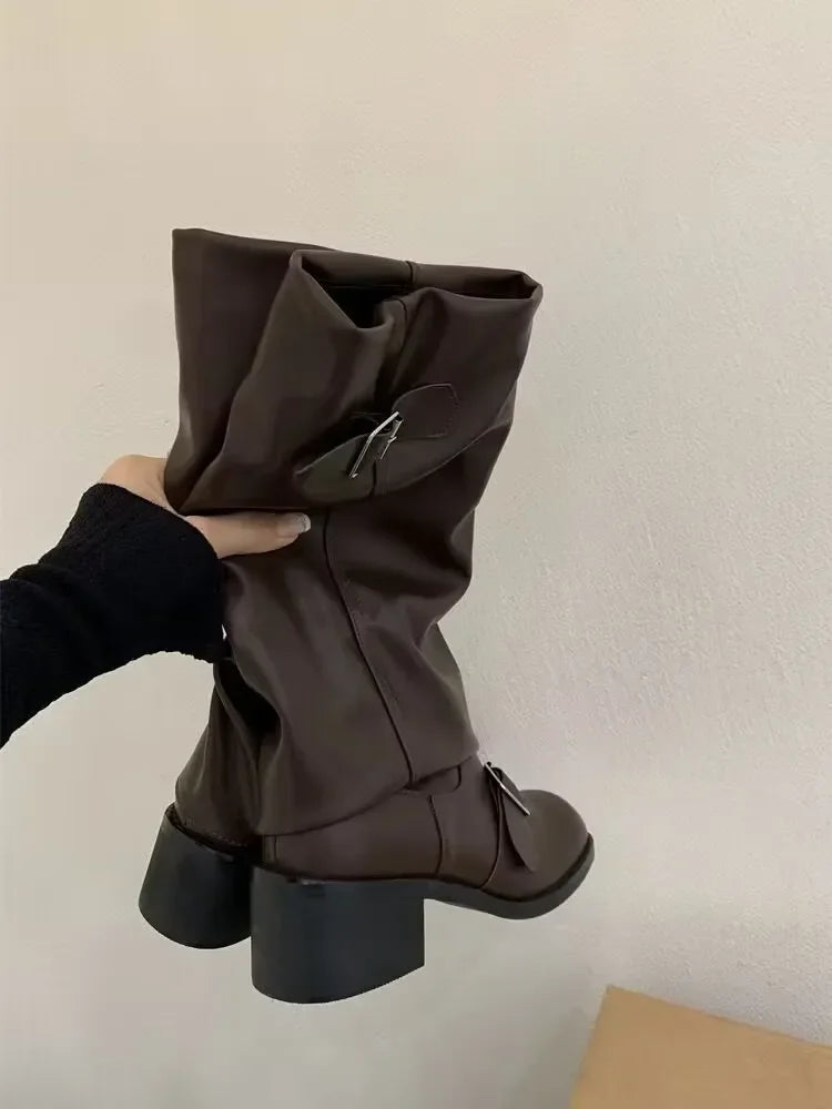 Knee High Fall Leather Boots