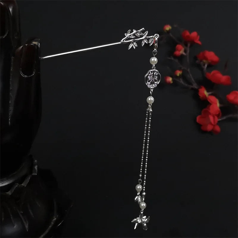 Gothic Style Pendant Hairpin Metal Moon Tassel Hair Accessories