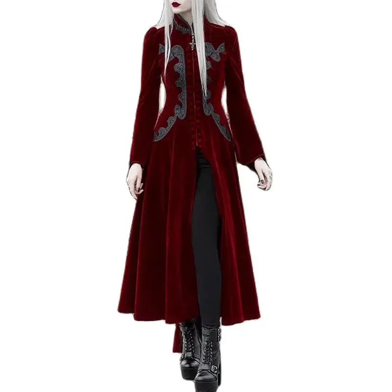 Long Sleeve Velvet Tailcoat Gothic Vampire Medieval