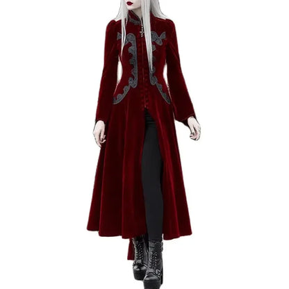Long Sleeve Velvet Tailcoat Gothic Vampire Medieval