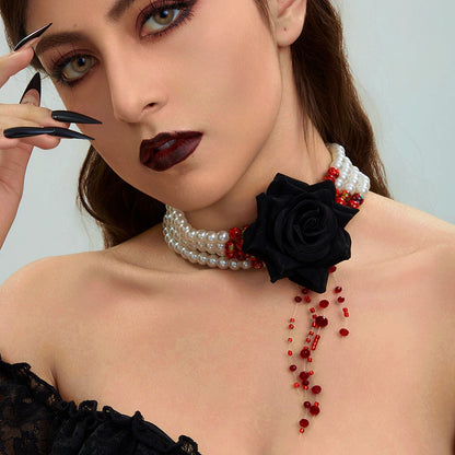 Dripping Blood Imitation Pearls Necklace Choker
