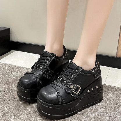 Gothic Mary Jane Strap Up Platforms