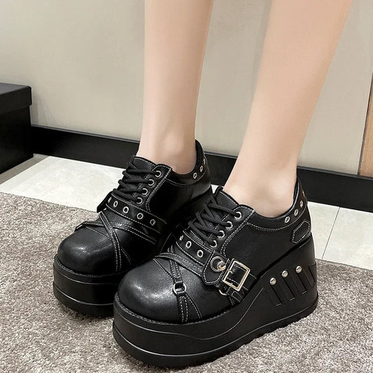 Gothic Mary Jane Strap Up Platforms