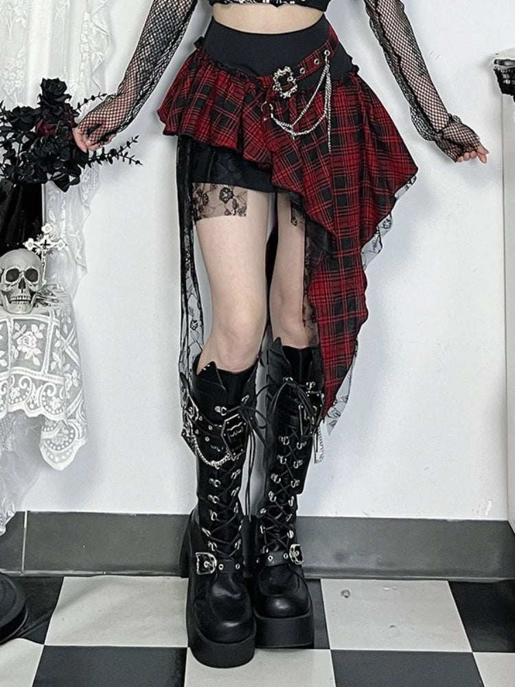 Red Plaid CyberClubbing Skirt