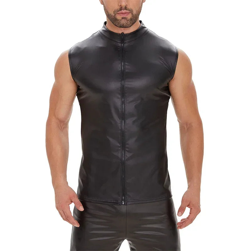 Matte Black Leather StretchVest