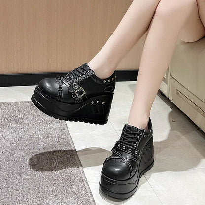 Gothic Mary Jane Strap Up Platforms