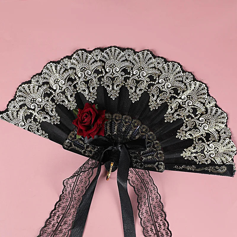 Gothic Victorian Lace Bamboo Fans
