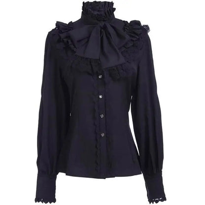Vintage Ruffle High Collar Gothic Blouse