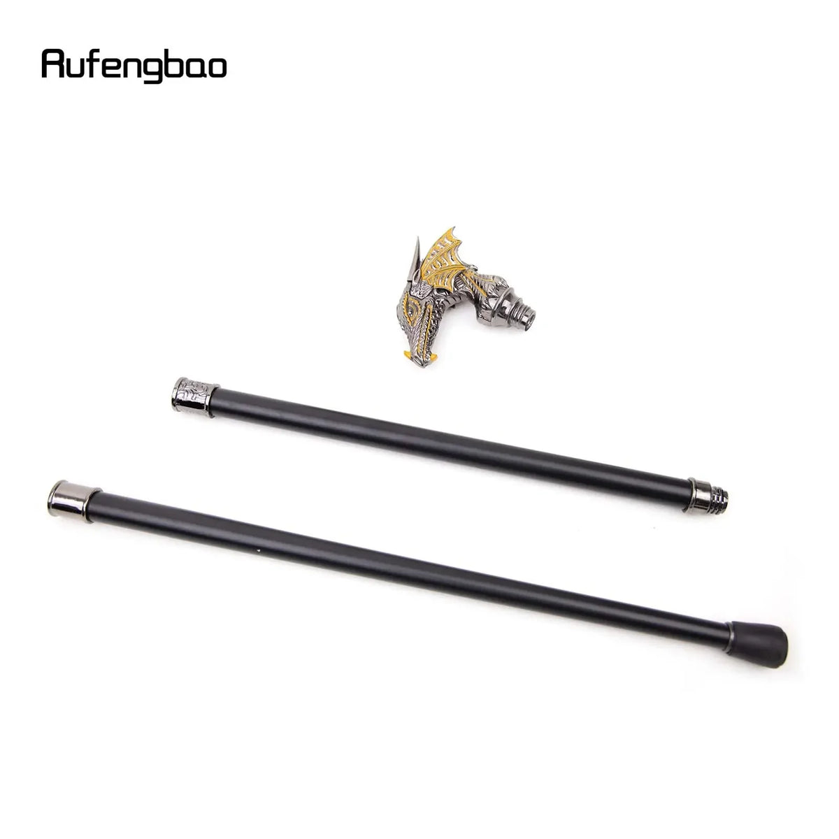 Golden Black Luxury Dragon Head Walking Cane Decorative Gentleman Elegant