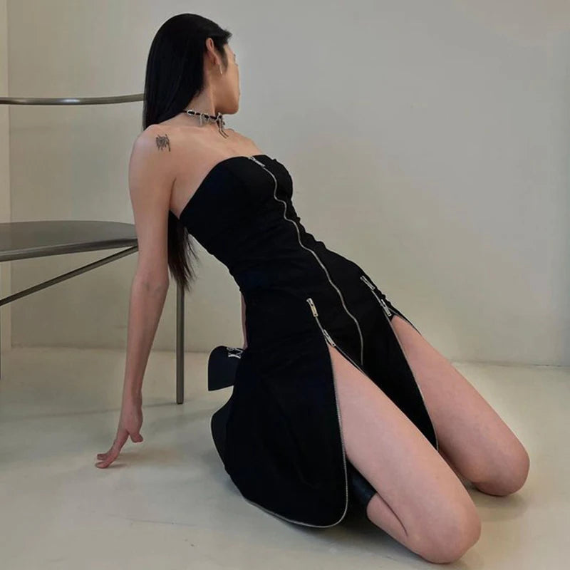 Goth Espionage Black Underground Tube Dress